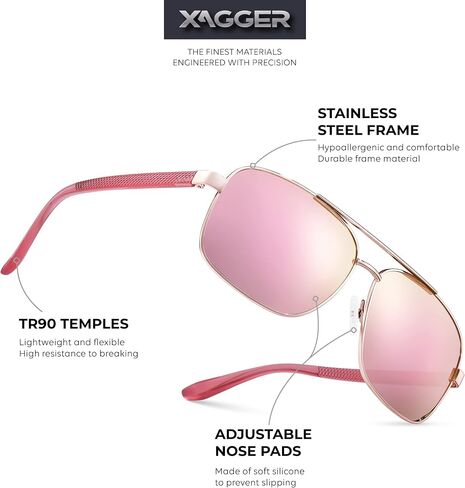 نظارات شمسية Xagger Polarized Brow Bar Square Aviator للرجال طراز ريترو بايلوت عسكري للقيادة UV400 in Saudi Arabia
