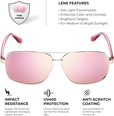 نظارات شمسية Xagger Polarized Brow Bar Square Aviator للرجال طراز ريترو بايلوت عسكري للقيادة UV400 in Saudi Arabia