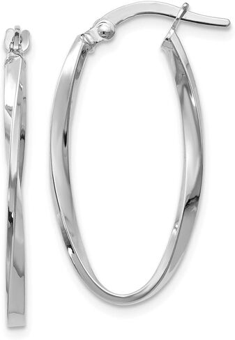 Jewels By Lux Leslie's 14k White Gold Twisted Oval Hoop Earrings in Saudi Arabia