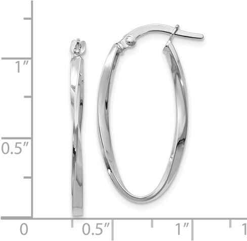 Jewels By Lux Leslie's 14k White Gold Twisted Oval Hoop Earrings in Saudi Arabia