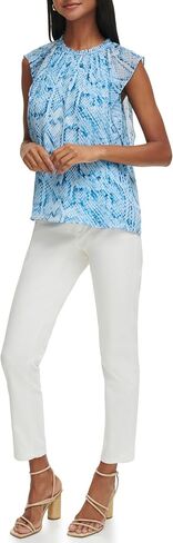 Calvin Klein Women's Printed Chiffon Sleeveless Blouse Top in Saudi Arabia