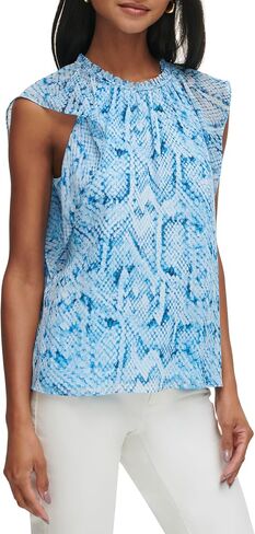 Calvin Klein Women's Printed Chiffon Sleeveless Blouse Top in Saudi Arabia