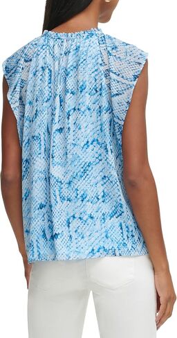 Calvin Klein Women's Printed Chiffon Sleeveless Blouse Top in Saudi Arabia