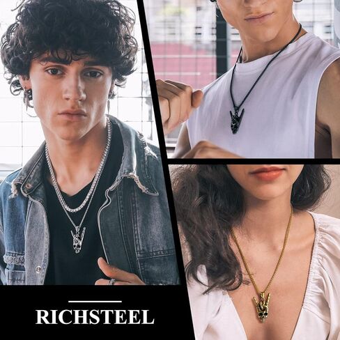 Richsteel Necklaces for Men Womens Stainless Steel Punk Rock Roll Pendant Hip Hop Jewelry in Saudi Arabia