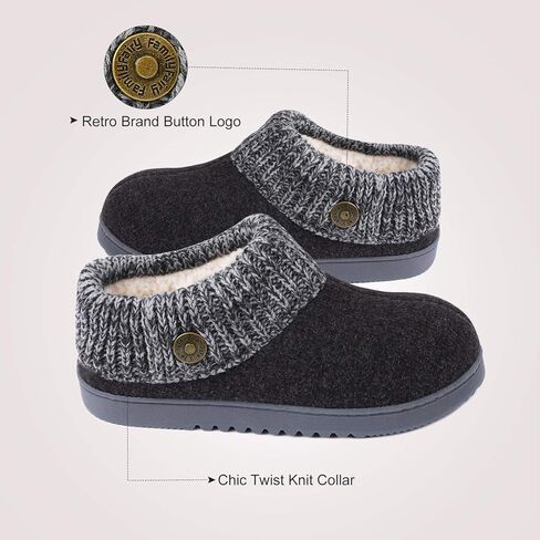 FamilyFairy Women's Cotton Knitted with Elastic Rib Memory Foam Slippers Indoor Outdoor House Slipper Boots in Kuwait