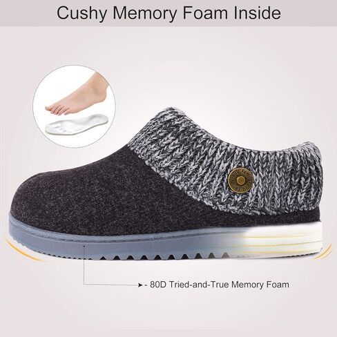 FamilyFairy Women's Cotton Knitted with Elastic Rib Memory Foam Slippers Indoor Outdoor House Slipper Boots in Kuwait