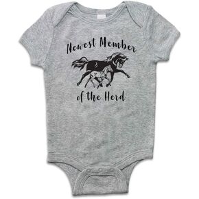 Newest Member of The Herd New Baby Shower Horse Short Sleeve Bodysuit Pony Lover Infant Onesie Gift