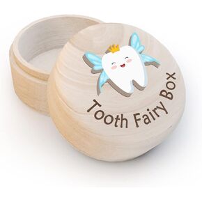صندوق جنية الأسنان، صندوق أسنان لطيف للأولاد والبنات، صندوق خشبي للأسنان وأسنان ثلاثية الأبعاد، يخزن الأسنان المفقودة للأطفال، صندوق تخزين تذكاري للأسنان المتساقطة لوضعه تحت الوسادة، صندوق حاوية الأسنان in Kuwait