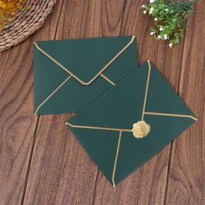 50 Pack Thick Luxury Invitation 5 x 7 Envelopes with Self-Adhesive Wax Seal Looking Heart Envelope Seals for 5x7 Invitations Cards 5.25 x 7.25 Inches (Black)