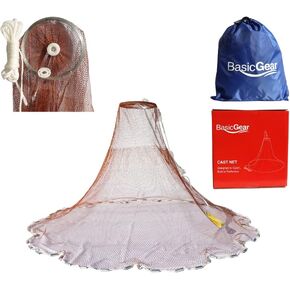Easy Throw Frisbee Cast Net for Bait | 4ft-6ft Radius with 3/8 or 1/4 inch Mesh | Lead, Zinc, Protective Shell Iron | Professional Grade and Upgraded Material | Throw Style