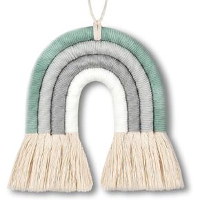 YMVV Rainbow Macrame,Woven Boho Rainbow Wall Hanging with Tassels,Cute Wall Decor for Nursery,Suitable for Festival Ornaments Baby Shower Wedding Pink Rainbow Decor(5.5 x 0.5 x 5)