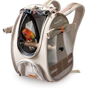 ibiyaya x BirdTricks TrackPack for Birds - Airline Approved Carrier, Portable Bird Backpack, Adjustable Standing Perch and Steel Feeding Bowl, Suitable for Small to Medium Birds for Outdoor Travels in Kuwait