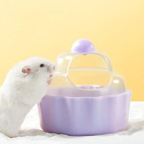 Naiveferry Hamster Bathtub Cake Shape, Hamster Sand Bath Container Transparent Hamster Bed Small Animal Habitat Decor Sand Bath Box for Small Pet Animals Cage Supplies(Purple)