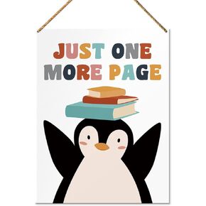 Nursery Wood Sign Decor, Just One More Page, Nursery Kids Room Playroom Motivational Decor Inspirational Wall Art Decoration for Homeschool Classroom Reading Corner