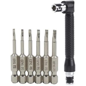 طقم لقم مفك براغي مغناطيسي مثلث 6 قطع من Fixinus 50 مم، S2 فولاذ 1/4 بوصة ساق سداسية Δ1.8 / Δ2.0 / Δ2.3 / Δ2.5 / Δ2.7 / Δ3.0 لقم مثقاب مثلث، مع مفك براغي بزاوية L حامل بت in Kuwait