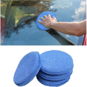 Ziciner 4 Pack Car Microfiber Applicator Pads, Car Wax Foam Buffing and Cleaning Pads, Tire Shine Applicator, Ultra Soft Wash Sponge for Cars, 5 Inch Diameter in Round
