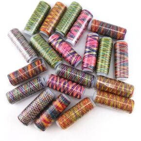 yueton 20 Spools 120 Yard Per Unit Gradient Color Rainbow Polyester Sewing Thread