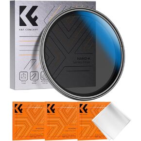 K&F Concept 37mm Variable ND2-32 Lens Filter (1-5 Stops) Variable Neutral Density Lens Filter No X Cross with 18 Multi-Layer Coatings for Camera Lens (K- Series)