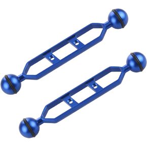 LetonPower Blue 7" Double Ball Aluminum Alloy Extension Arm, 1" Ball Head Connector Underwater Arm for Strobe/Video Light/Diving Camera Tray, Waterproof and Rustproof (2pack)