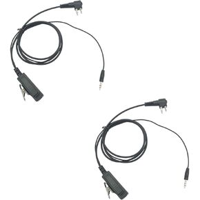 2 Pin M1 to 3.5mm Audio Radio Adapter Adaptor with PTT Mic Connect to Compatibility with Motorola Most Brands Noise Cancelling Tactical Shooting Headsets Helicopter Aviation Headphones(2Pack)