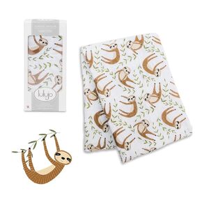 lulujo Baby Swaddle Blanket| Unisex Softest 100% Cotton Muslin Swaddle Blanket| Neutral Receiving Blanket for Girls & Boys | 47in x 47in Sloth