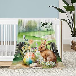Spring Theme Throw Blanket for Baby Small Farmhouse Biycle Floral Blanket for Toddler Swaddle Pet Crib Soft Fuzzy Plush Fleece Blankets and Throws Easter Decorative Blanket 30x40
