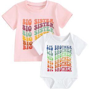 Big Brother Little Brother Big Sister Little Sister Sibling Matching Outfits Newborn Clothes Gift T-shirt Bodysuit Set