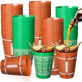 Nuenen 24 Counts 50 Counts 16 oz Football Plastic Cups Football Party Favors Set Rugby Theme Reusable Plastic Frosted Cup for Rugby Theme Party Supplies Kids Game Birthday Decorations