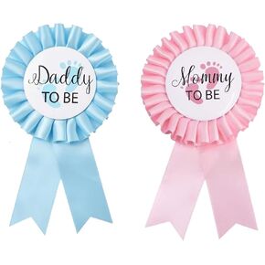 2PCS Daddy to be & Mommy to be Tinplate Badge Blue pin Button New Dad Giftsfor Baby Shower Button New Dad Gifts Gender Reveals Party#