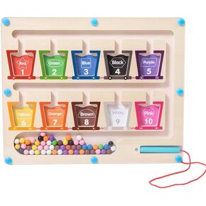 Magnetic Color and Number Maze - Wooden Board Puzzles Toddler Activities Counting Matching Games Montessori Fine Motor Skills Toys