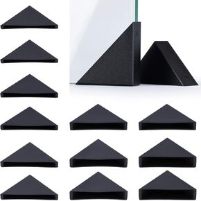 BENECREAT 60Pcs Triangle Corner Protector, 6 Sizes Plastic Glass Table Shelf Corner Guards, Black Mirror Corner Covers, Baby Proofing Edge Protector