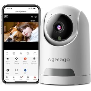 2.5K Indoor Camera, Pet Camera 360° WiFi Cameras for Home Security, 2.4GHz Baby Monitor 24/7 Motion Detection, 2-Way Audio, IR Night Vision, Siren