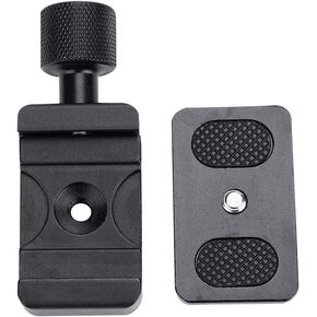 30MM Camera Adjustable Clamp + QR Plate - Aluminium Alloy Mini Quick Release Plate - with 1/4 Inch Screw & Bubble Level - Quick Release Plate Clamp - for Arca Swiss Standard Tripod Ball Head