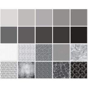 Craft Supply MiniScrapbook Paper Stack Pad - 100 Sheets - 4 x 4 Inches - Classic Black, Gray Silver