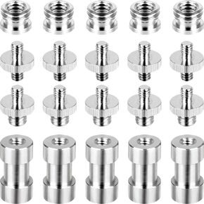 Camera Screw Set, 20PCS 1/4 to 1/4, 1/4 to 3/8 Screw Adapter Converter Threaded Screws Adapter Spigot Screw Mount Set Accessories for Camera Tripod Monopod Ballhead Flash Light Stand Shoulder Rig