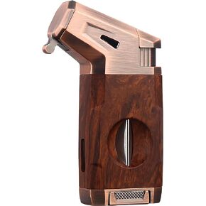 Ambrogio.L Cigar Lighter, Jet Torch with 24MM Cigar Punch, Windproof Butane Lighter Refillable - Butane Not Included- Gift for Men Husband