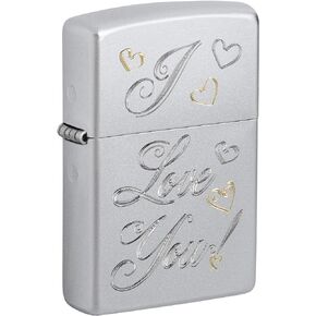 Zippo Lighter: I Love You, Engraved - Satin Chrome 81445