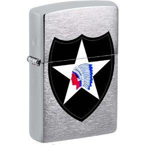 Zippo Lighter, U.S. Army, Second Infantry Division - Brushed Chrome 81007