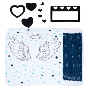 TOYANDONA Baby Monthly Milestone Blanket Angel Wing Background Baby Photo Blankets for Newborn 1-12 Months Girl and Boy