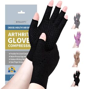 DRNAIETY Compression Gloves- Arthritis Gloves for Men & Women Hand Pain, Rheumatoid, Swelling, Carpal Tunnel Pain, Tendonitis, Anti-Slip Fingerless for Typing Daily Work(M, Khaki)