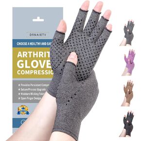 قفازات ضغط DRNAIETY - قفازات التهاب المفاصل للرجال والنساء لآلام اليد، والروماتويد، والتورم، وألم النفق الرسغي، والتهاب الأوتار، ومضادة للانزلاق بدون أصابع لكتابة العمل اليومي (M، كاكي) in Kuwait