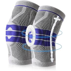 EOYEA Knee Brace Compression Sleeve for Knee Pain Wraps Patella Stabilizer with Silicone Gel Spring Support, Hinged Kneepads Protector for Meniscus Tear Arthritis Men Women