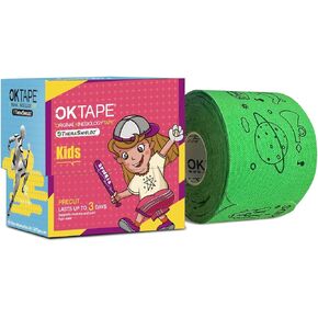 OK TAPE Kinesiology Tape Precut - Kids I Shape for Kid&Teenage, 5.9 Inches 32 Strips, Green & Orange / XTreme Y Shape for Football，Swimming, Basketball，Tennis，Gym Workout All Intense Exercise Sports 10 Inches 20 Strips, Black, 1 roll in Kuwait
