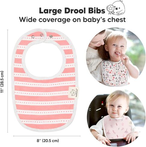 KeaBabies 8-Pack Organic Baby Bibs for Girls & Boys and 8-Pack Organic Baby Bibs for Boy, Girl - Teething Baby Bibs for Boy, Girl - Drool Bibs for Baby Boy, Bibs for Baby Girl - Newborn Bibs in Saudi Arabia