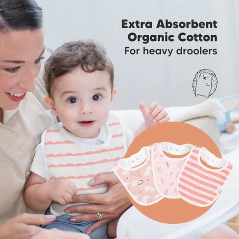 KeaBabies 8-Pack Organic Baby Bibs for Girls & Boys and 8-Pack Organic Baby Bibs for Boy, Girl - Teething Baby Bibs for Boy, Girl - Drool Bibs for Baby Boy, Bibs for Baby Girl - Newborn Bibs in Saudi Arabia