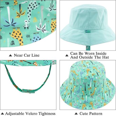 Muryobao Toddler Baby Kids Summer Sun Hat UPF 50+ UV Protection Reversible Travel Beach Bucket Cap in Kuwait