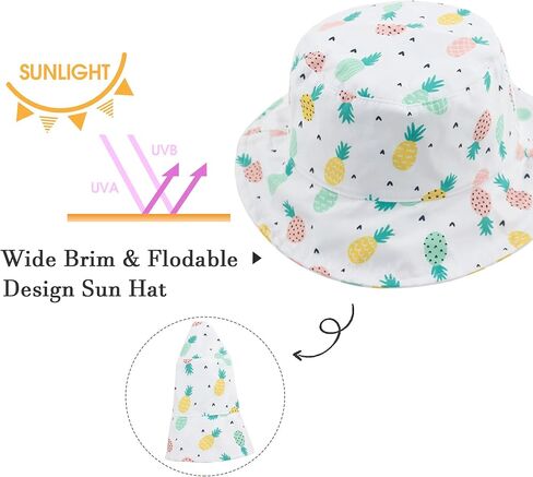Muryobao Toddler Baby Kids Summer Sun Hat UPF 50+ UV Protection Reversible Travel Beach Bucket Cap in Kuwait