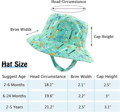Muryobao Toddler Baby Kids Summer Sun Hat UPF 50+ UV Protection Reversible Travel Beach Bucket Cap in Kuwait