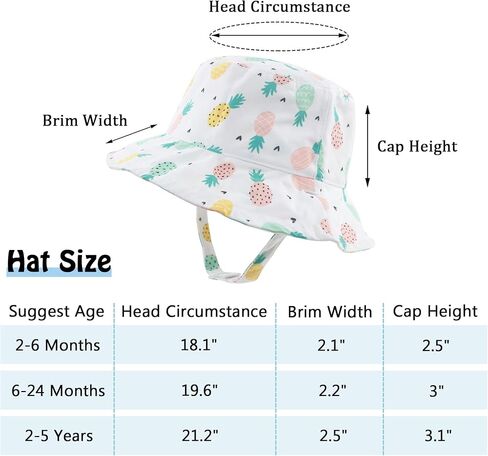 Muryobao Toddler Baby Kids Summer Sun Hat UPF 50+ UV Protection Reversible Travel Beach Bucket Cap in Kuwait