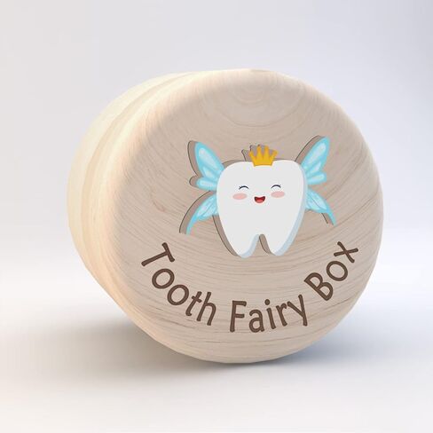 صندوق جنية الأسنان، صندوق أسنان لطيف للأولاد والبنات، صندوق خشبي للأسنان وأسنان ثلاثية الأبعاد، يخزن الأسنان المفقودة للأطفال، صندوق تخزين تذكاري للأسنان المتساقطة لوضعه تحت الوسادة، صندوق حاوية الأسنان in Kuwait